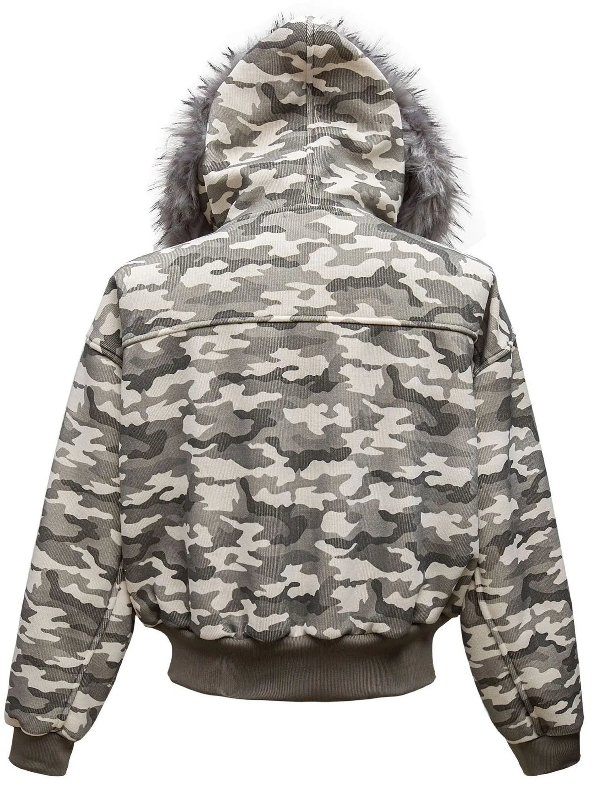 Men's Camouflage Faux Fur Hood Jacket
