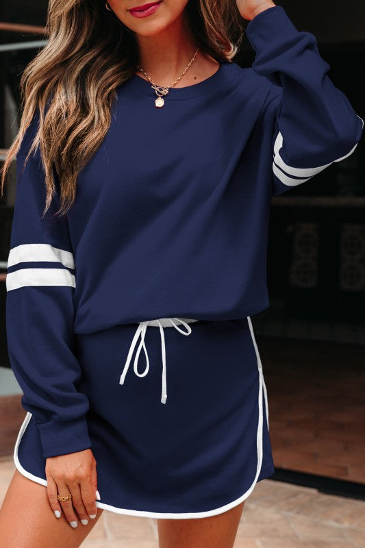 Conjunto de jersey y minifalda Varsity Stripe