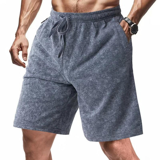 Pantalones cortos casuales de rizo teñidos anudados, sueltos y sencillos para hombre