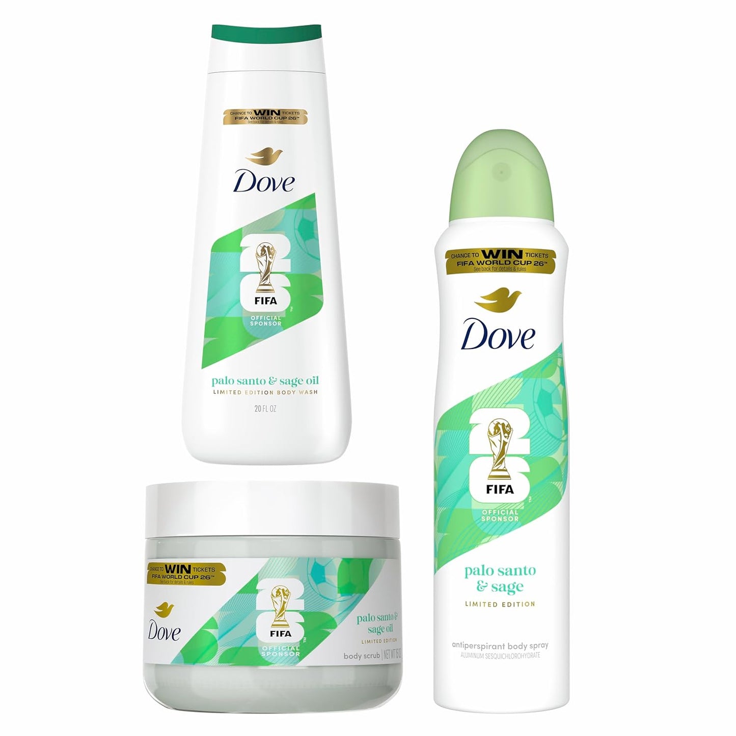 Dove Limited Edition FIFA Regimen 3 Pack Palo Santo & Sage Oil For Women for Hydrated & Soft Skin
