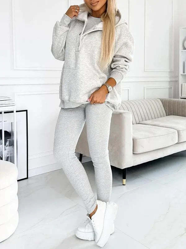 Sudadera informal con capucha, chaleco ajustado con hilo engrosado y pantalones, conjunto de tres piezas. Consulta la tabla de tallas en "más detalles".