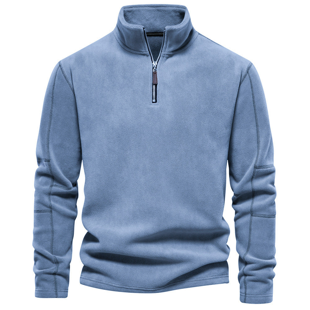Sudadera con cremallera de cuello alto, forro polar, estilo casual de invierno, para hombre