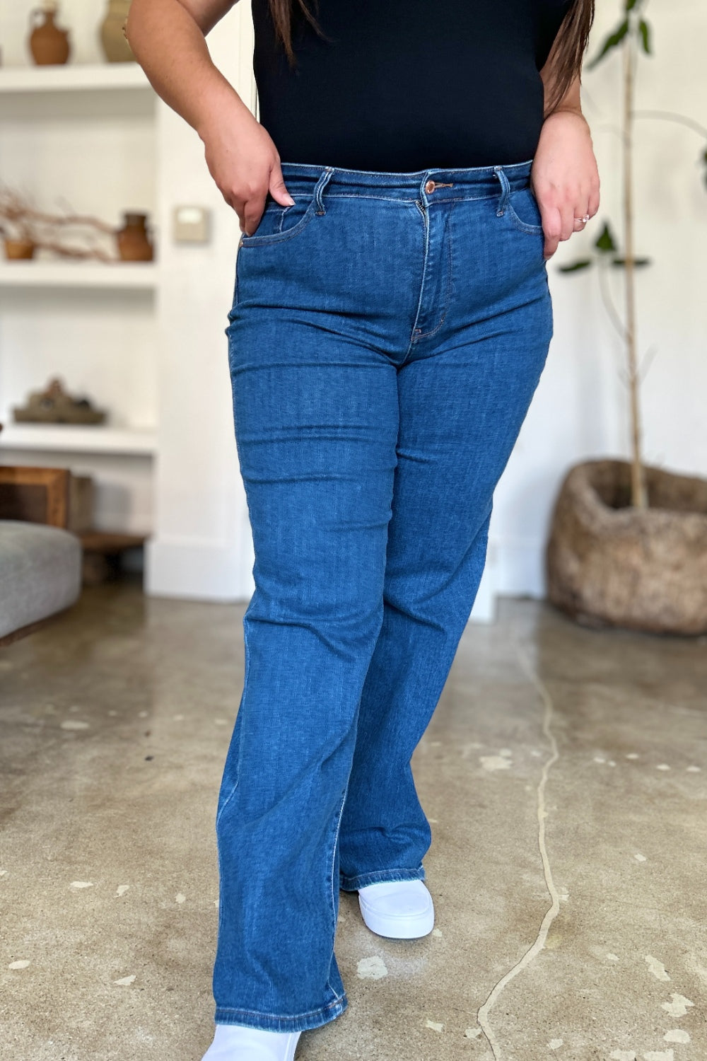 Judy Blue Jeans rectos de tiro alto de talla completa