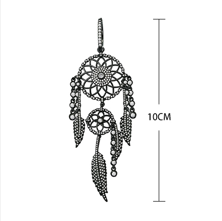 Silver Dreamcatcher Earrings with Lion & Feather Design