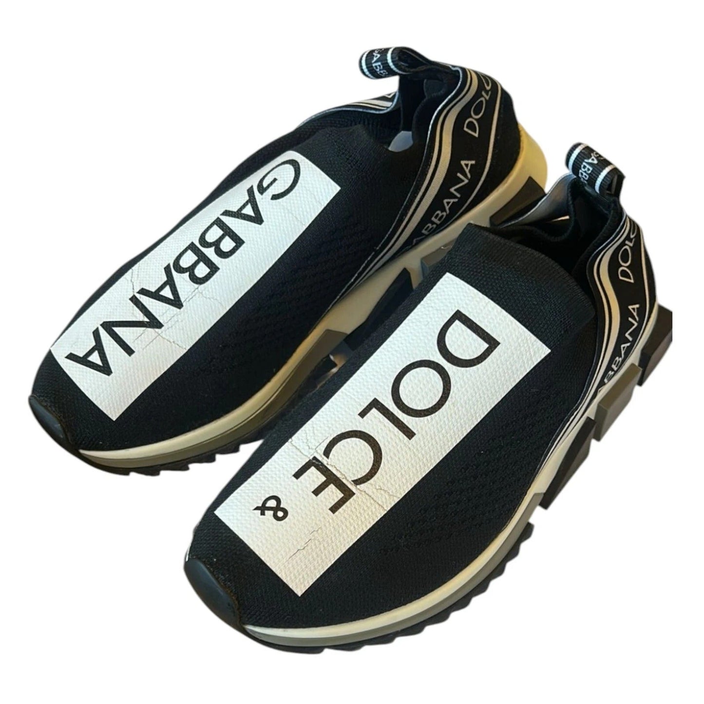 Dolce & Gabbana Black White Slip On Sorrento Sneakers Shoes