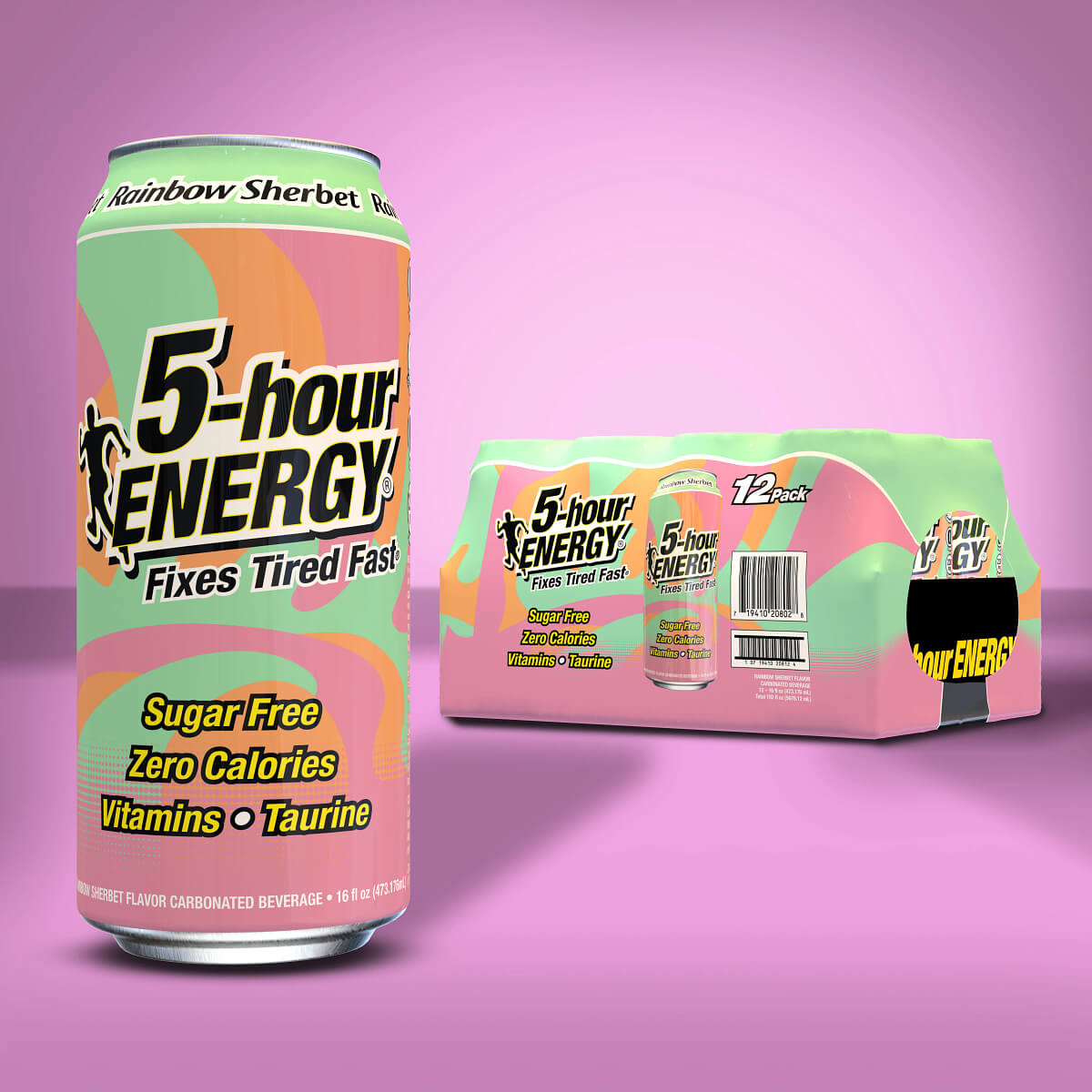 Bebida energética 5-hour ENERGY de fuerza extra con sabor a sorbete de arcoíris, paquete de 12 unidades