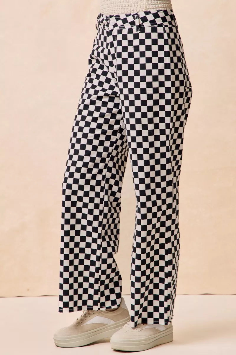 Pantalones con estampado a cuadros temáticos de día de partido de BiBi