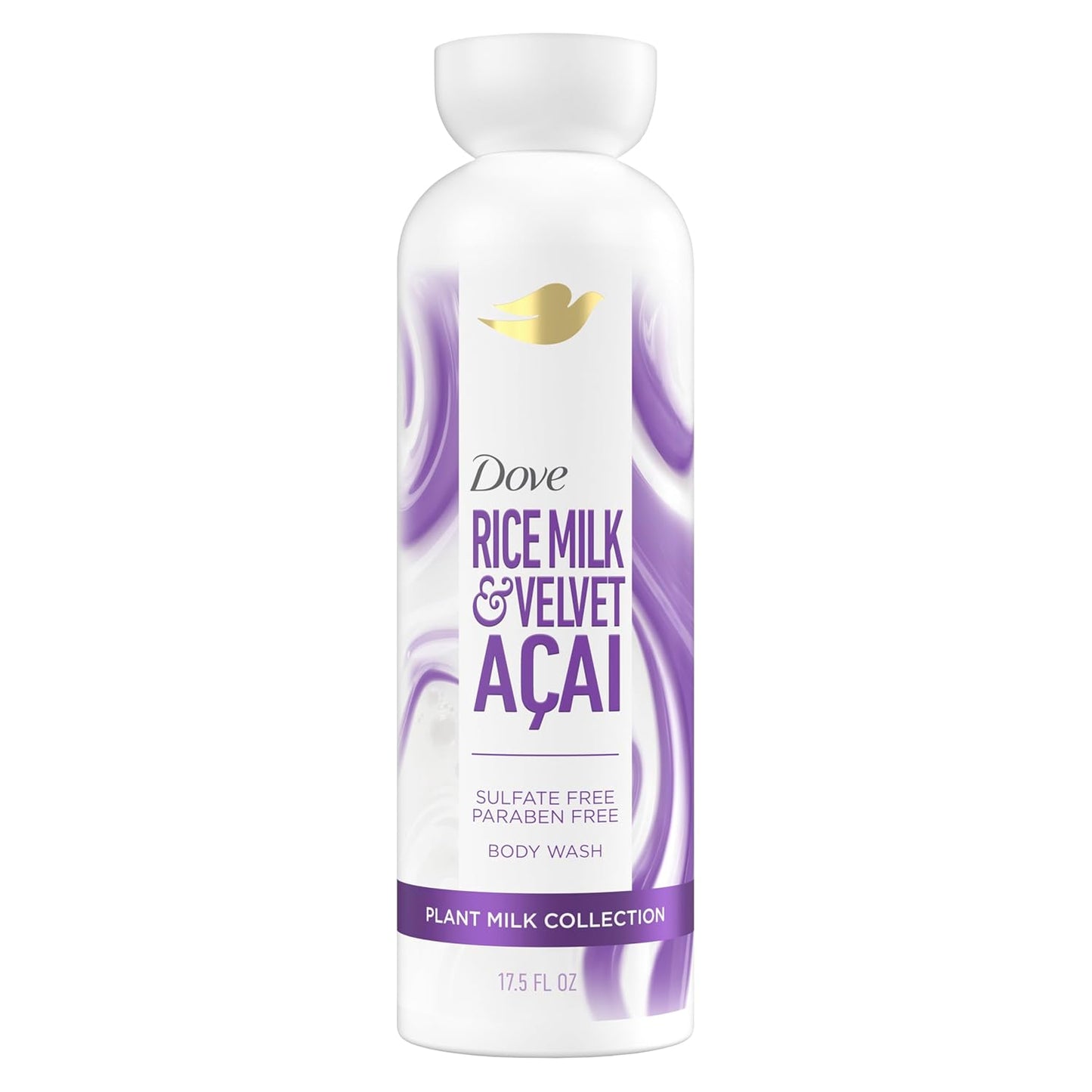 Dove Plant Milk Cleansing Body Wash Acai & Rice Milk For Women For Moisturized Skin 17.5 fl oz