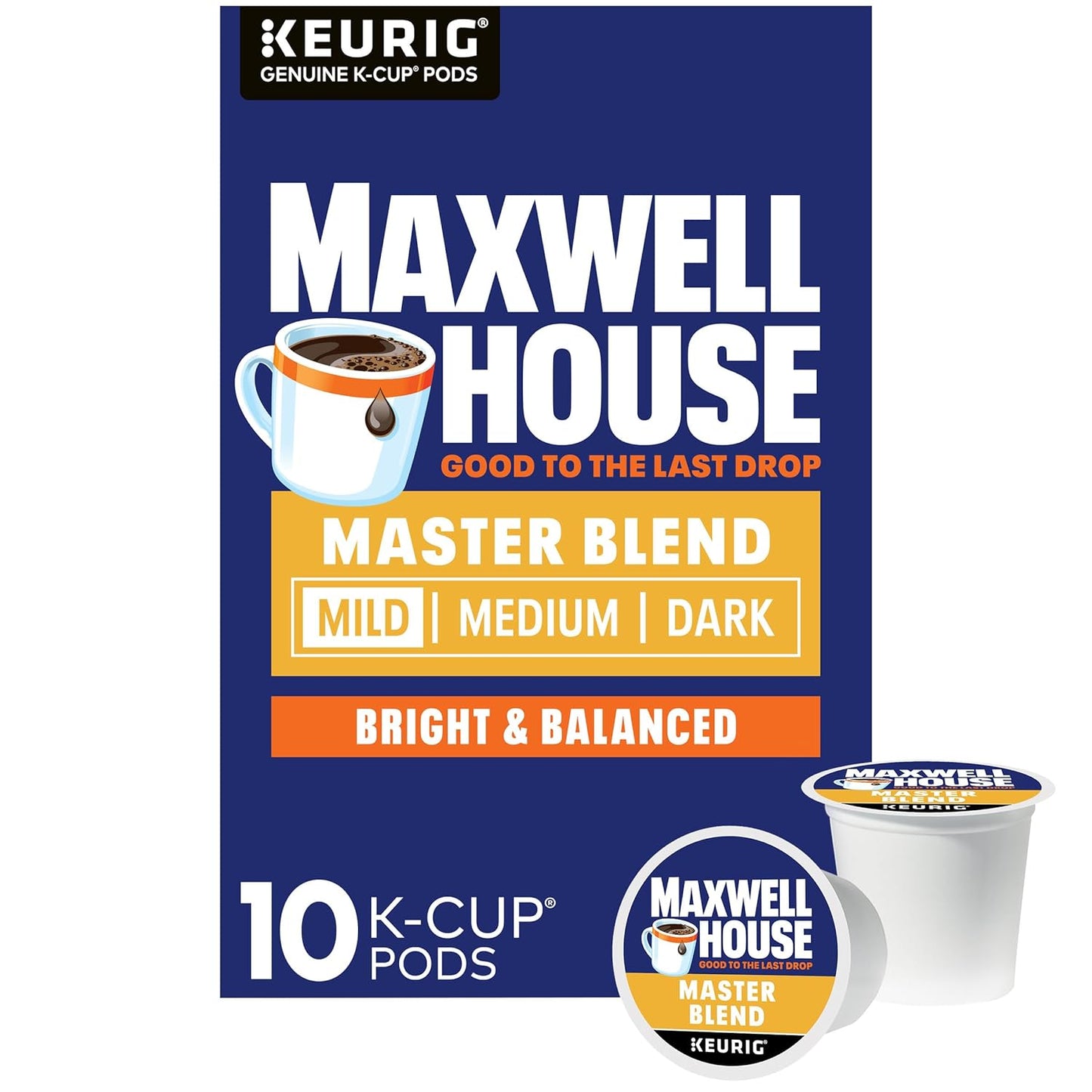 Maxwell House Master Blend Mild Roast K-Cup Coffee Pods, 10 ct Box