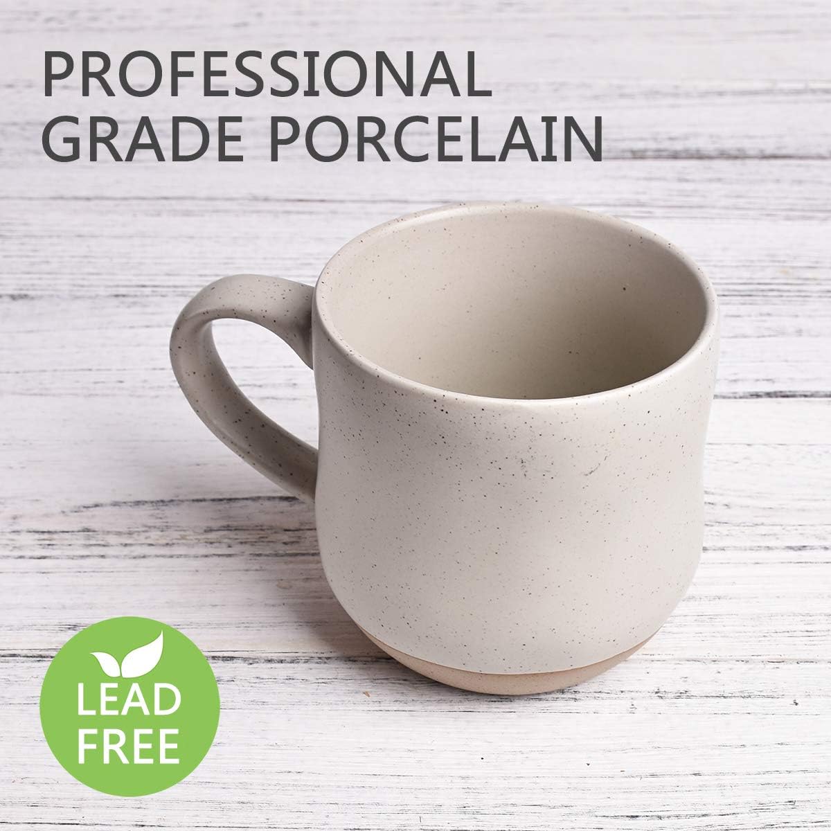 Bosmarlin Large Stoneware Speckled Coffee Mugs Set of 2, Big Tea Cup, 17 Oz, Dishwasher and Microwave Safe