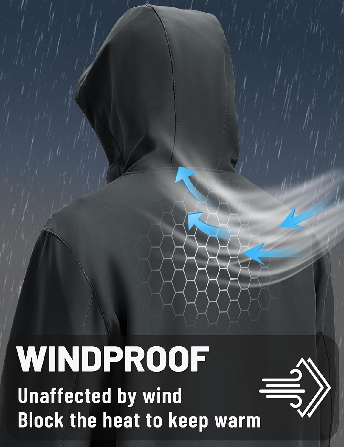 7DAY'S Men's Softshell Jacket with Hood Waterproof Tactical Fleece Coat Winter Windbreaker Lightweight Rain Jackets