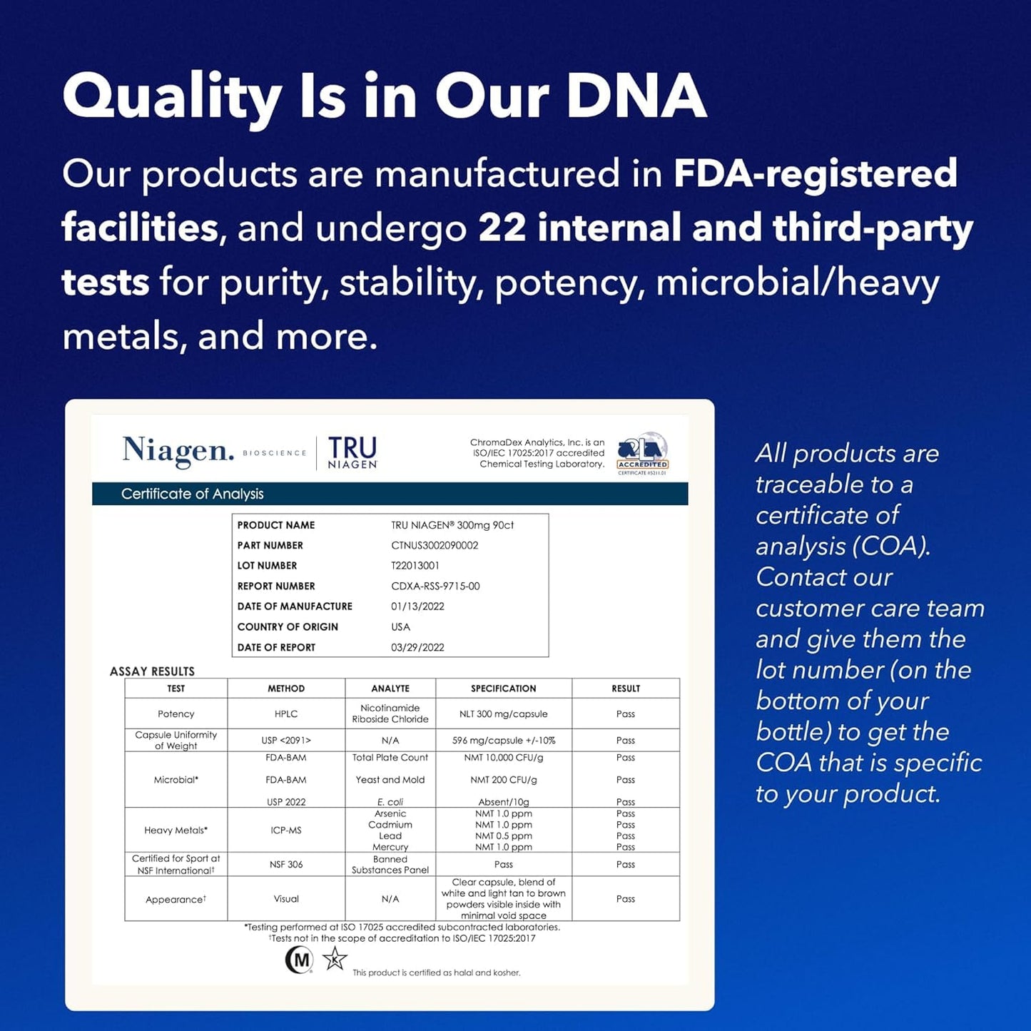 TRU NIAGEN Patented NAD Supplement for Anti Aging and Cell Regeneration, 300mg Niagen, 30 Servings