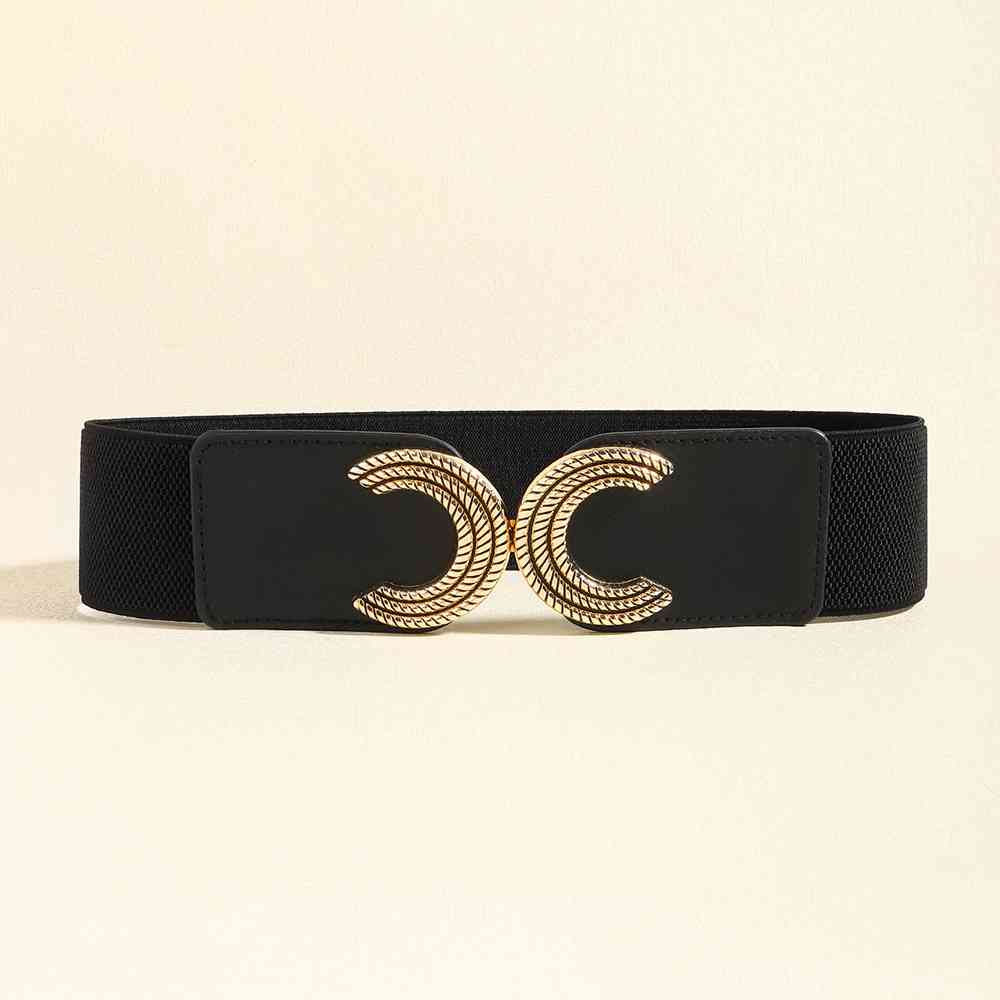 YourBrand Double C Buckle Elastic Belt – Stylish and Versatile Design See size chart under “more details”
