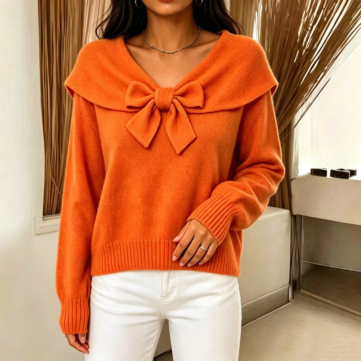 Knitted Bow-Knot Sweater For Women