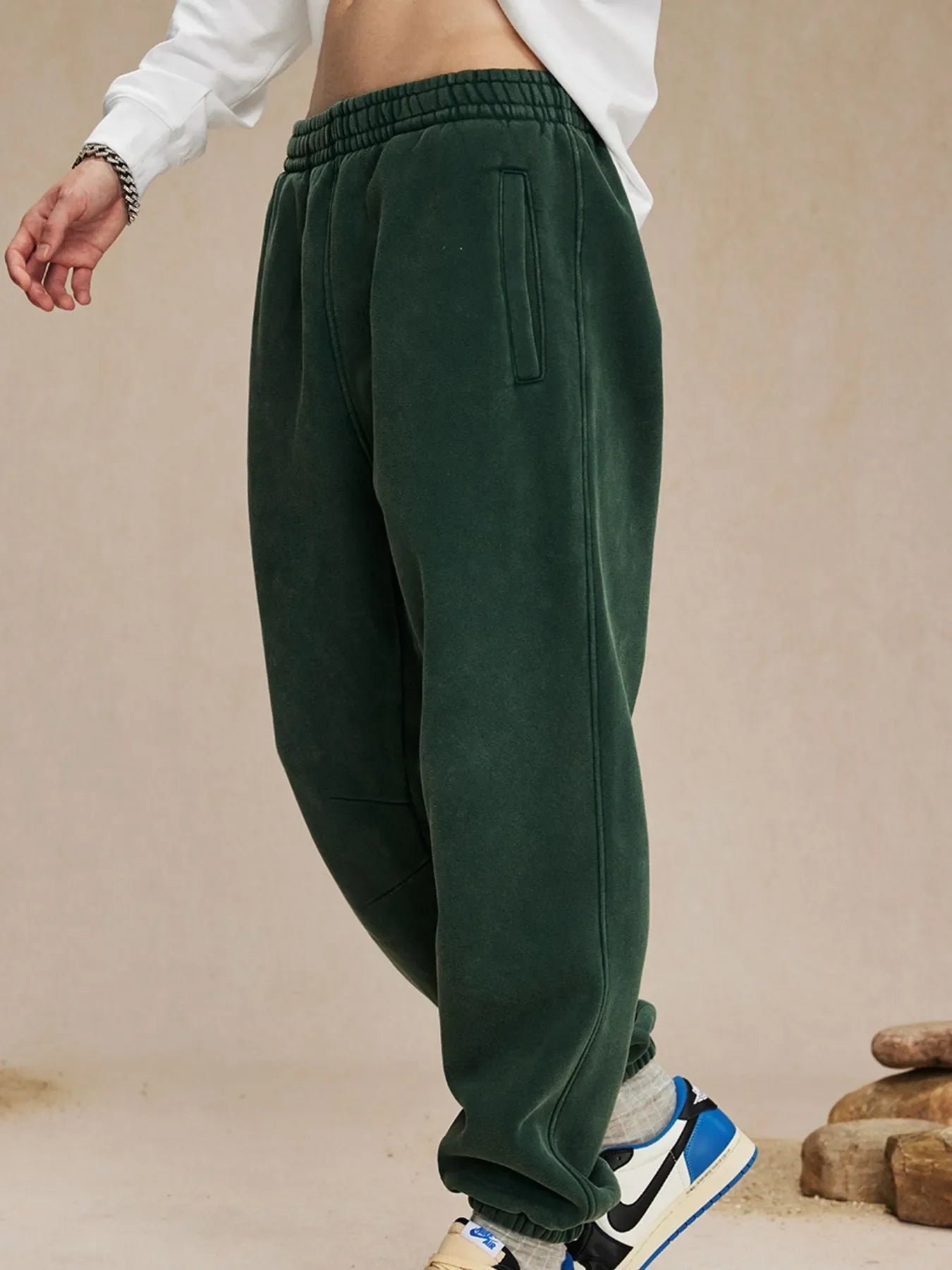 Pantalones deportivos de algodón con cintura elástica informales para hombre