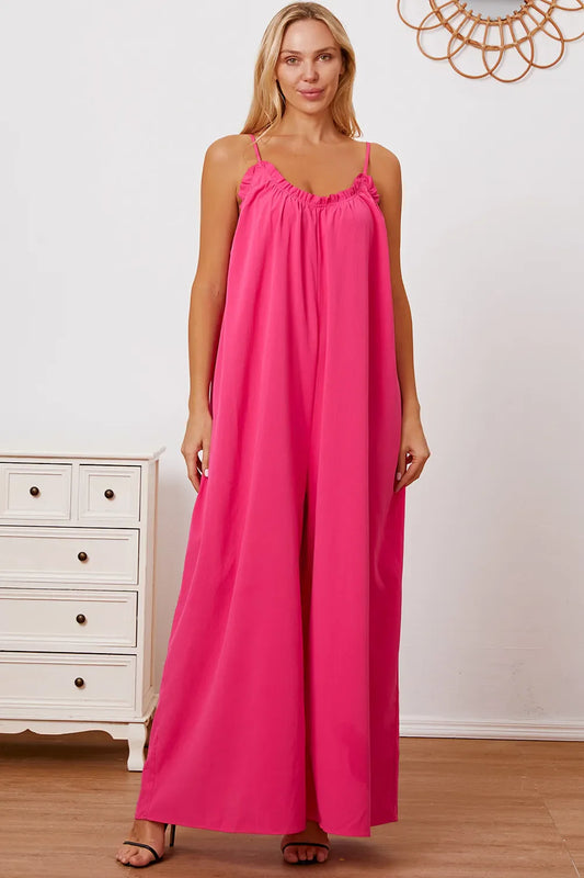 Mono de tirantes Double Take de talla completa con volantes y lazo en la espalda con bolsillos