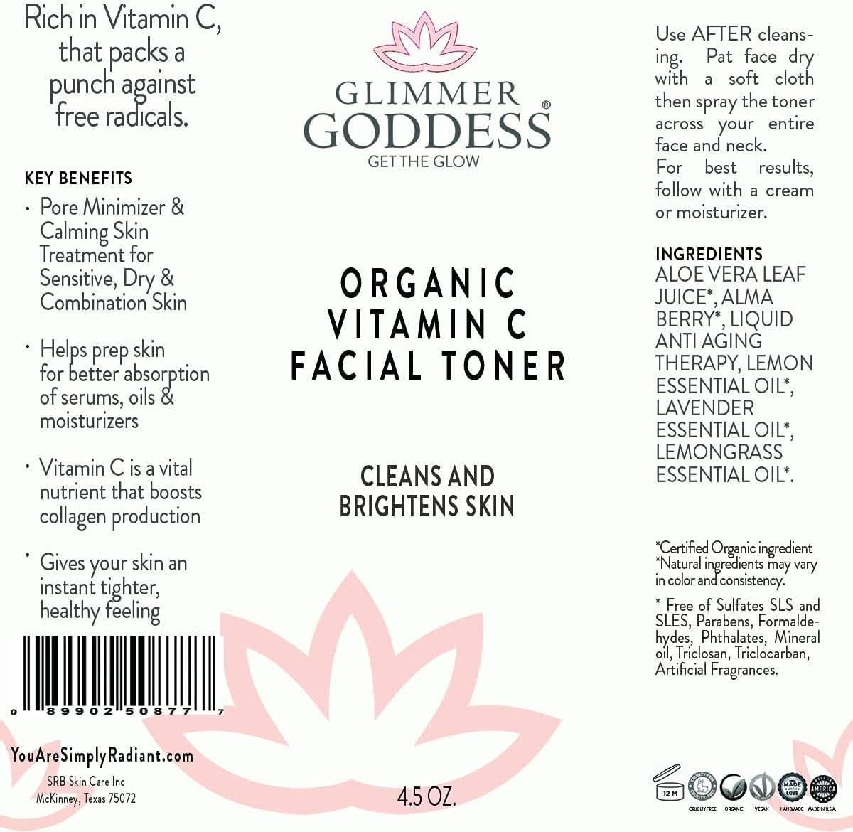 Glimmer Goddess Organic Vitamin C Facial Toner