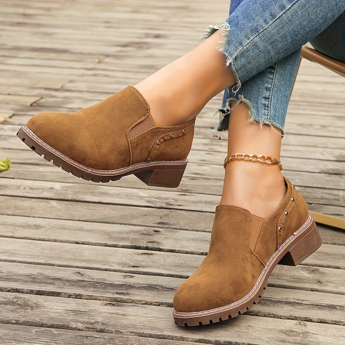 Women's Casual Thick Heel Ankle Boots
