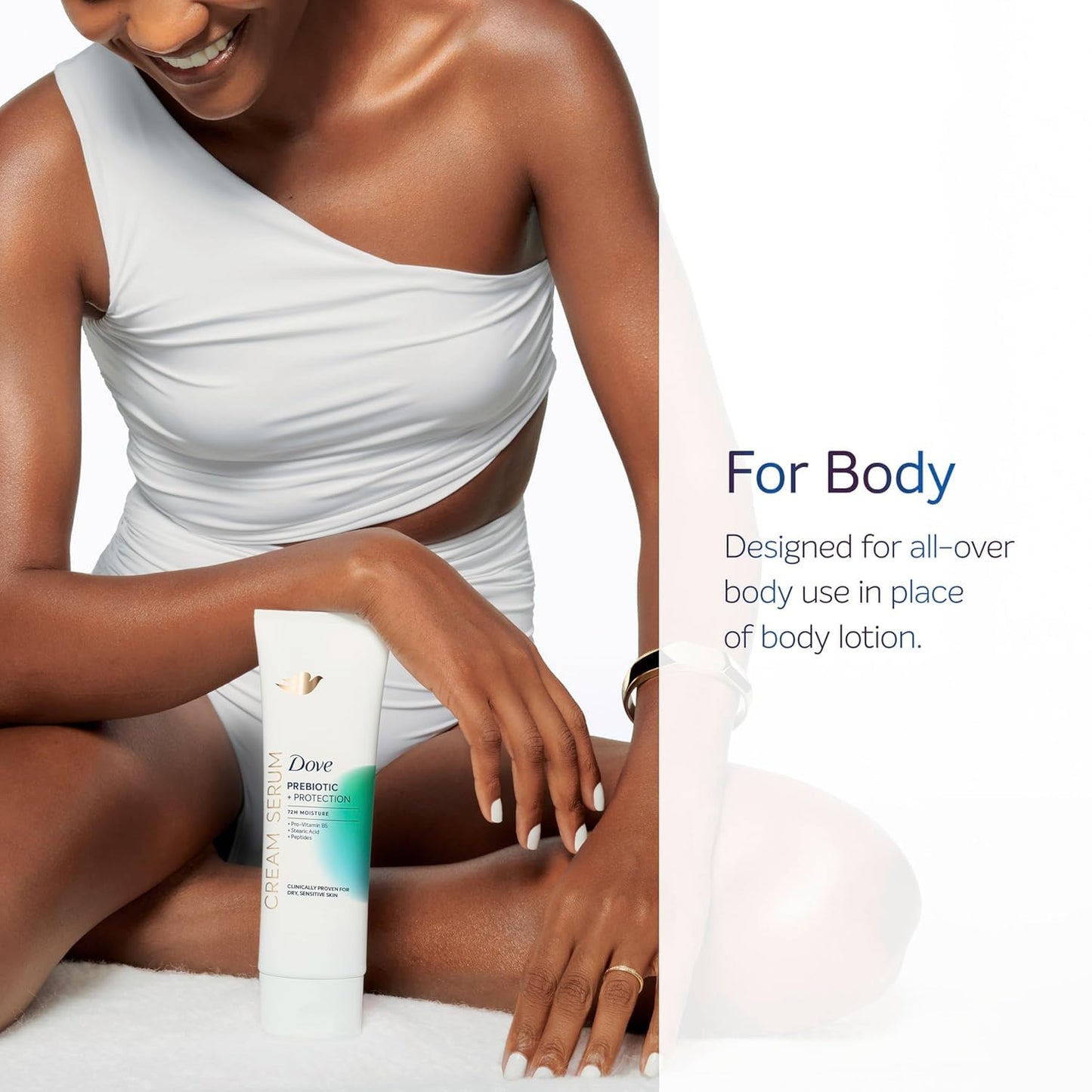 Dove Body Cream Serum Prebiotic + Protection for Dry, Sensitive Skin, with Pro-Vitamin B5, Stearic Acid and Peptides Lotion, 8 oz