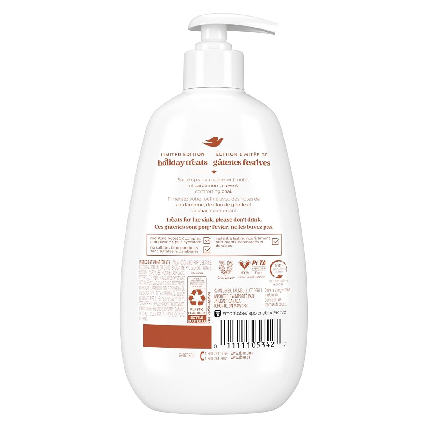 Dove Limited Edition Holiday Treats Liquid Hand Wash for Deep Nourishment Spiced Chai Latte 12 oz