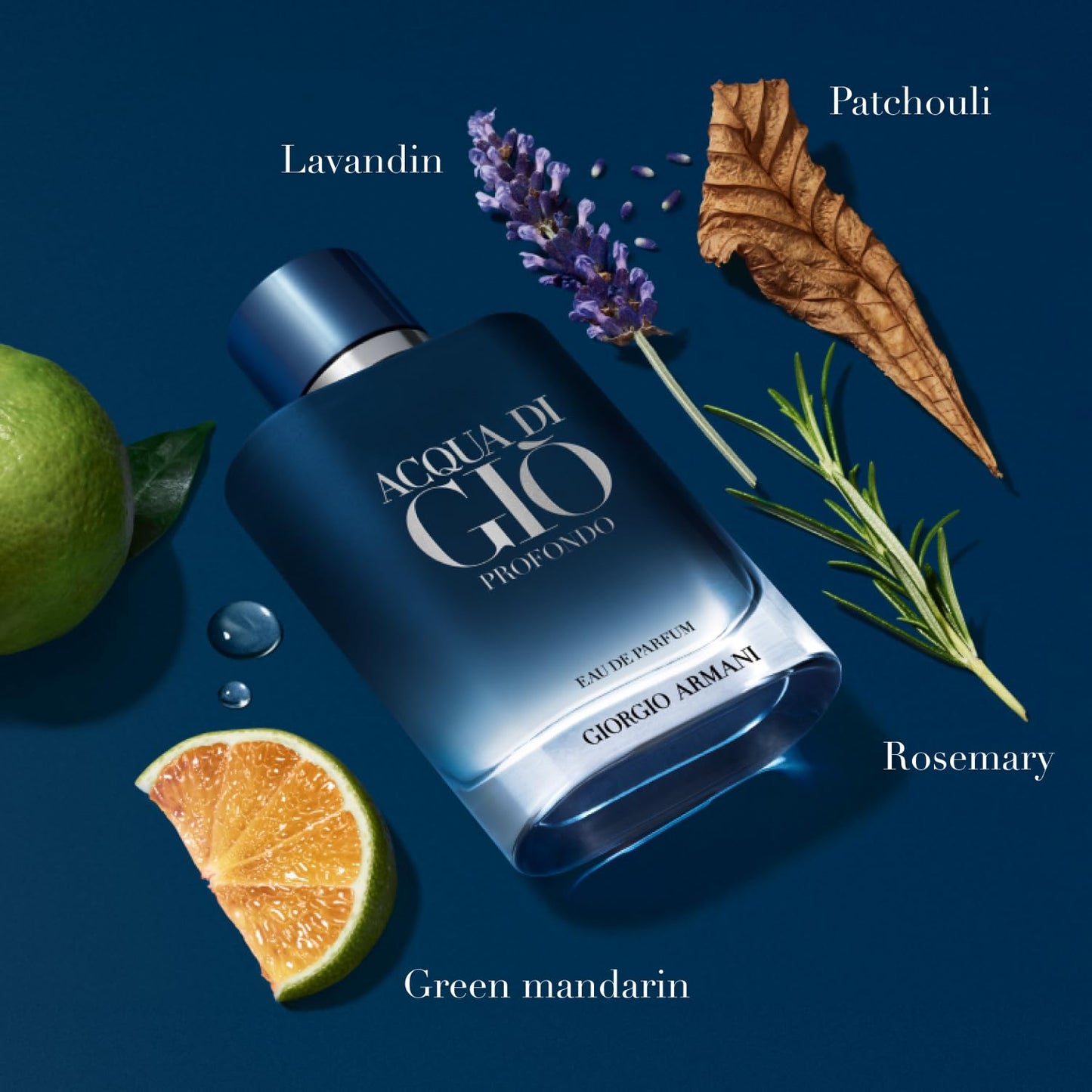 Armani Beauty - Acqua di Giò Profondo - Eau de Parfum - Colonia para hombre - Fragancia masculina fresca y aromática - Notas de mandarina, lavanda, cedro