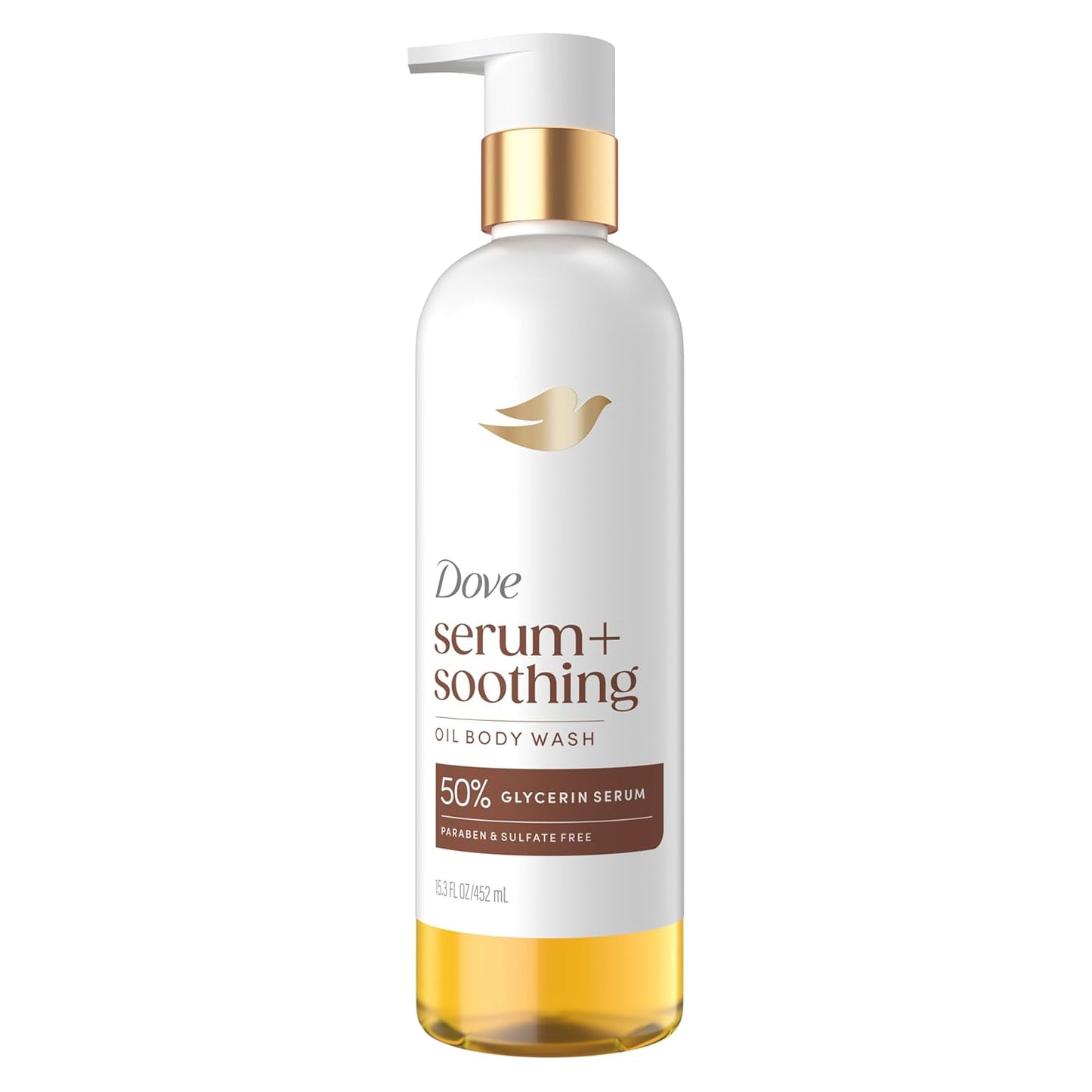 Dove Shower Oil Body Wash with Glycerin Serum, Almond Oil & Sandalwood, Hydrating & Soothing Cleanser for Dry Skin, 15.3 fl oz
