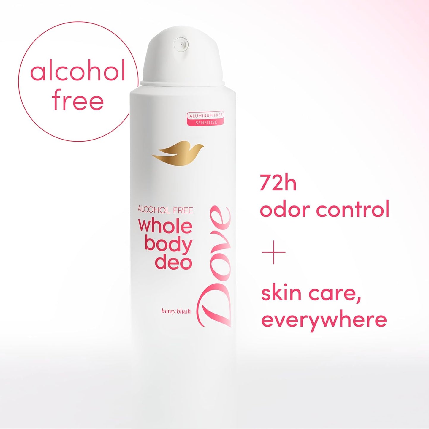 Dove Whole Body Deo Alcohol Free Deodorant Spray for Women Berry Blush 4 oz