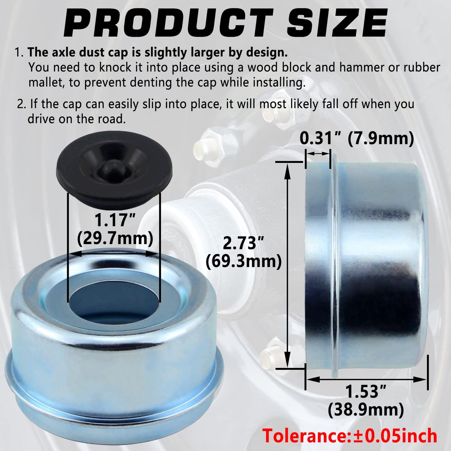 2.72" Trailer Axle Dust / Grease Cap EZ Lube Large