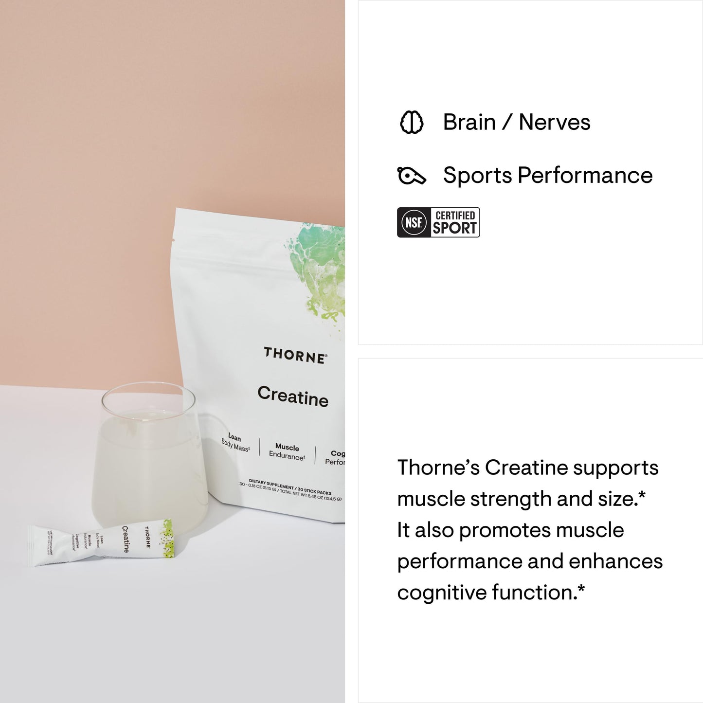 THORNE Creatine - Micronized Creatine Monohydrate Powder - Support for Muscles & Cognitive Function* - for Women & Men - Unflavored - NSF Certified for Sport