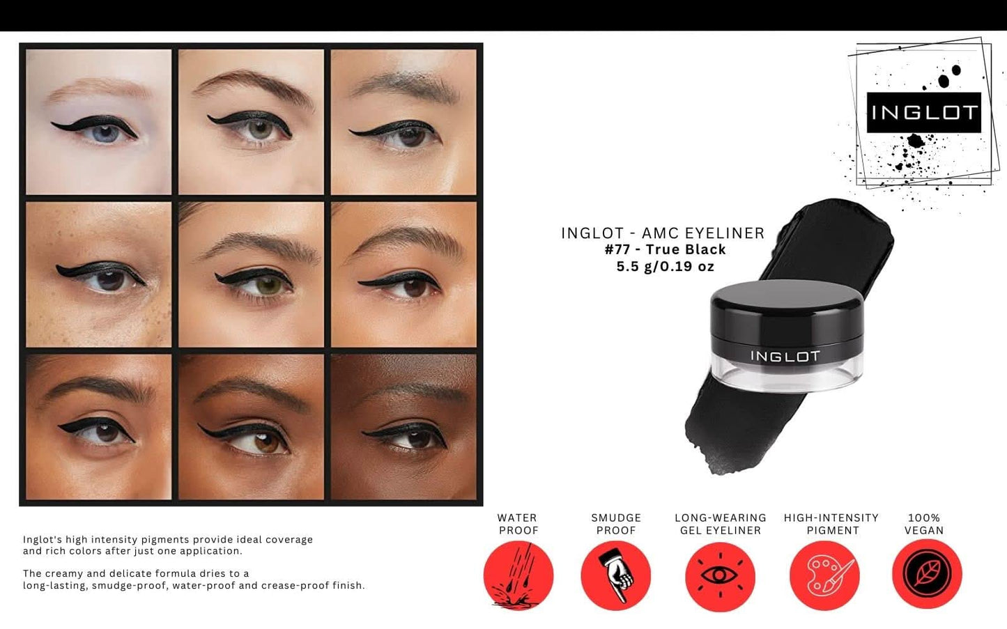 INGLOT AMC EYELINER + DURALINE BUNDLE 3 PIECE SET (GEL 77 + GEL 90 + Duraline)
