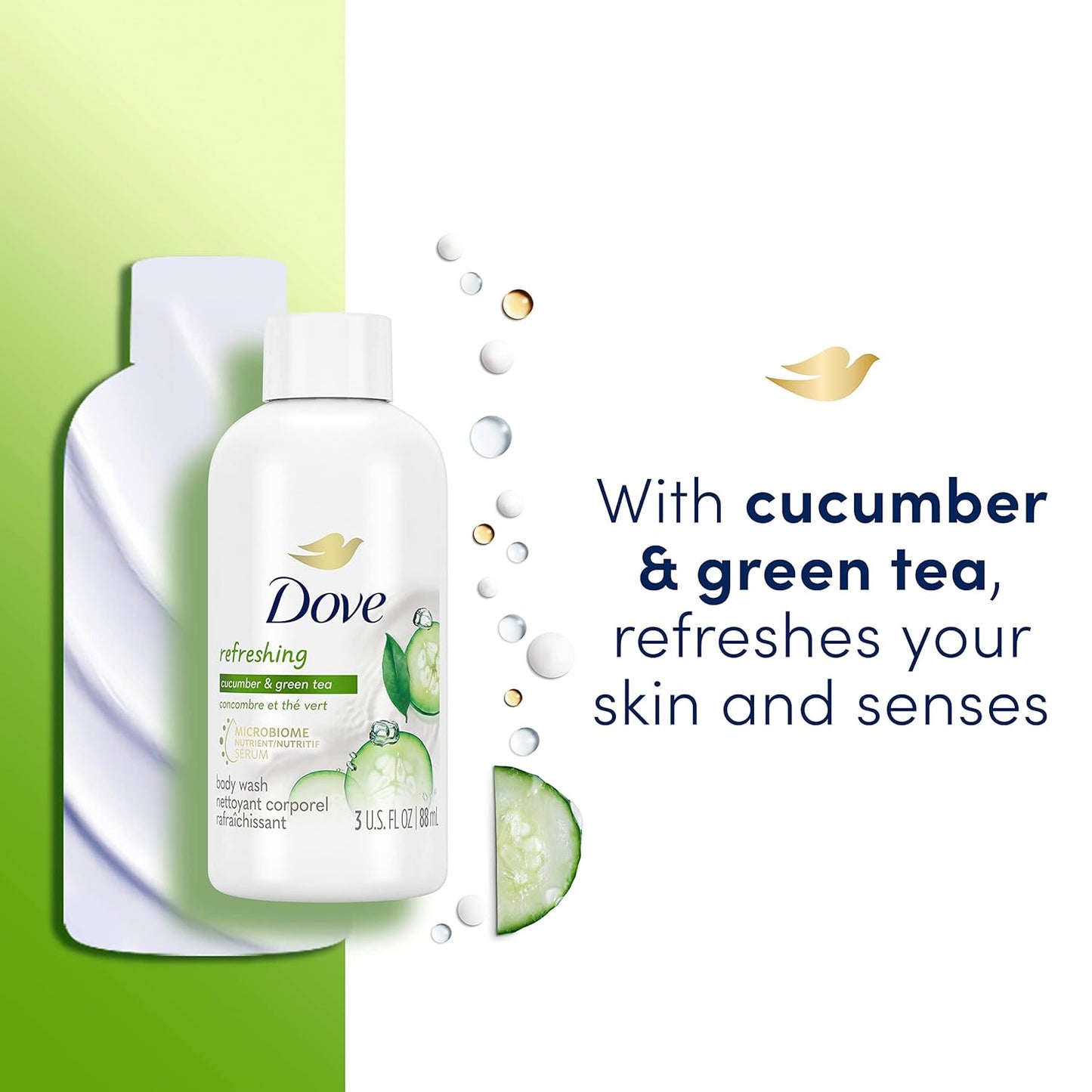 Dove Body Wash 24 Count Refreshing Cucumber and Green Tea Refreshes Skin Cleanser That Effectively Washes Away Bacteria While Nourishing Your 3 oz