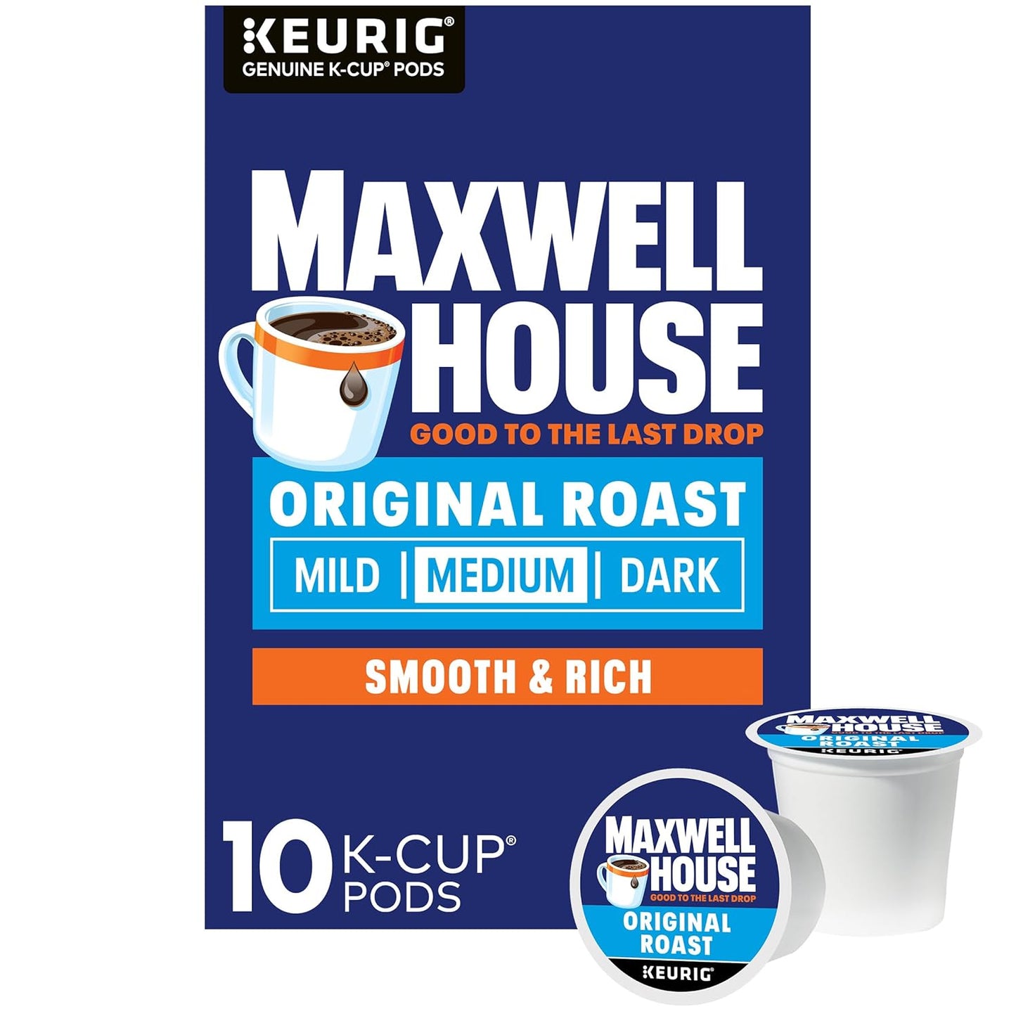 Maxwell House Original Roast Medium Roast K-Cup Coffee Pods, 10 ct Box