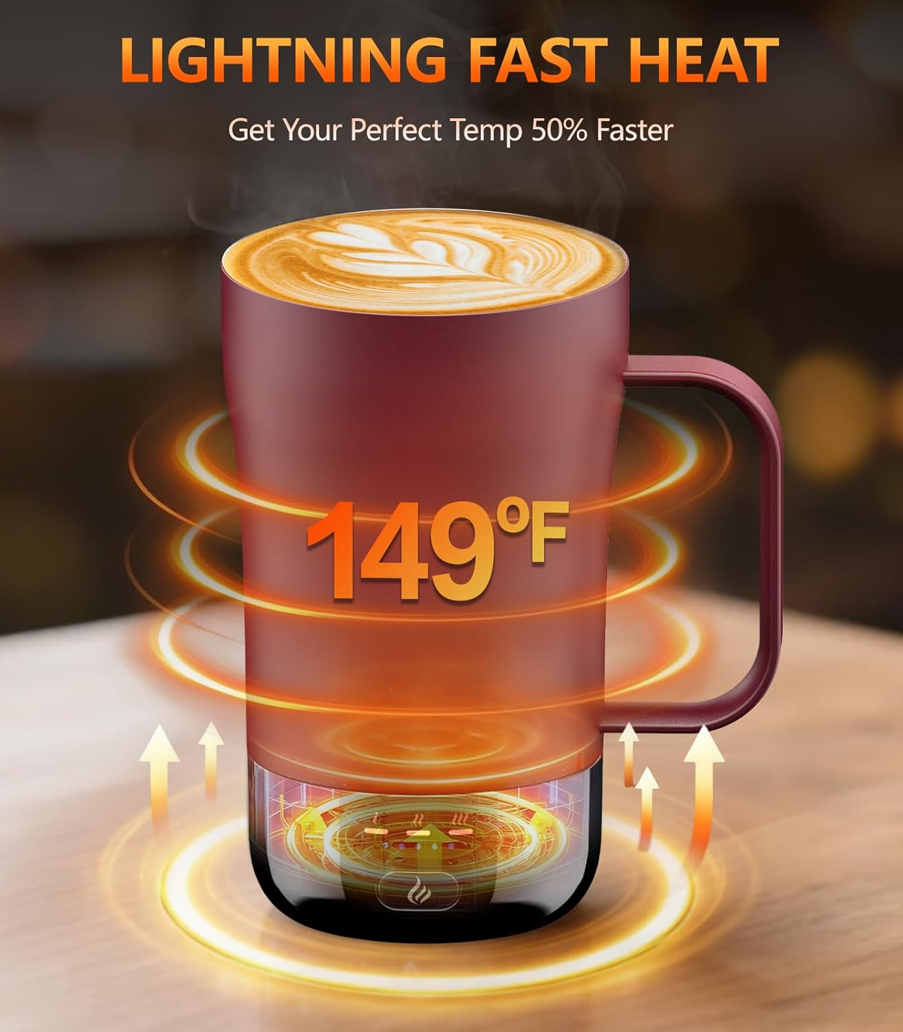 Self-Heating Coffee Mug, 14oz Heated Coffee Mug - Rechargeable Temperature Control Coffee Mug Keep Coffee Hot, Smart Mug Great Gift for Coffee Lovers & Slow Sippers