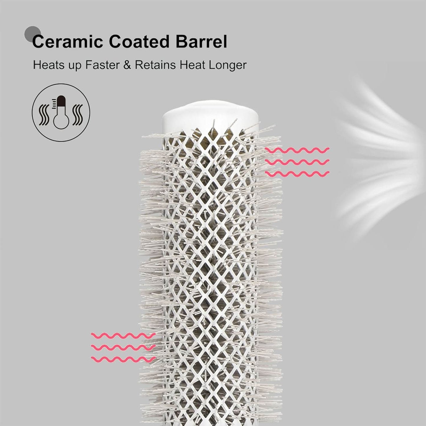 Eagle Fortress XL Ceramic + Ionic Round Hair Brush 1.69 in - Grey