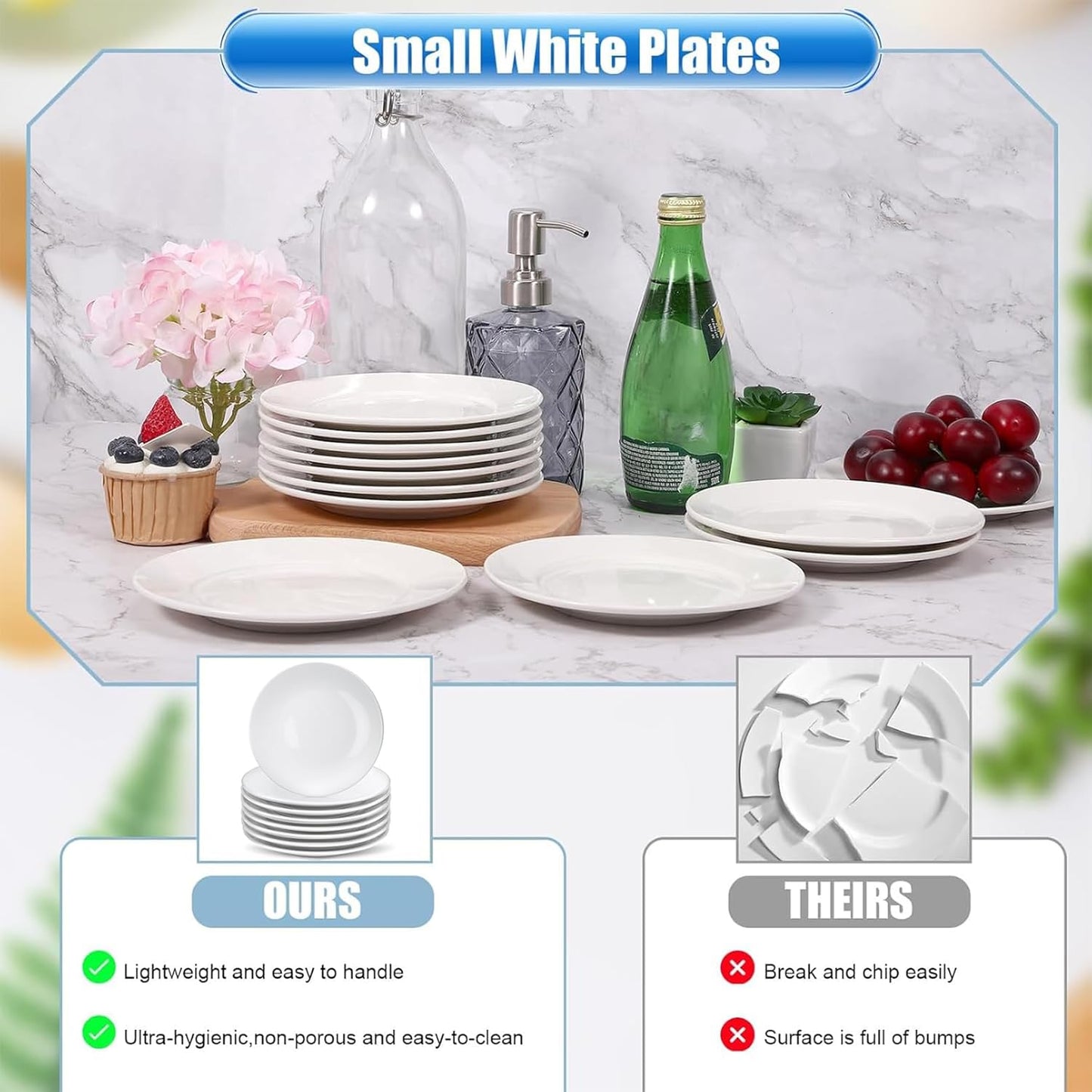 16 Pcs Porcelain Dessert Plates,6 inch White Appetizer Plates,Round Small White Plates,Small Plates for Appetizers,Ceramic Dessert Plate for Cake Snacks,Microwave Oven and Dishwasher Safe