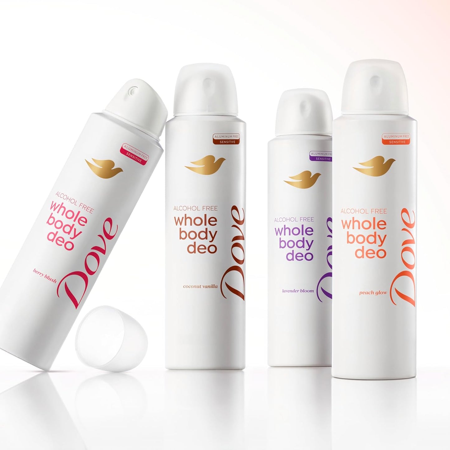 Dove Whole Body Deo Alcohol Free Deodorant Spray for Women 72-hour odor control Peach Glow 4 oz