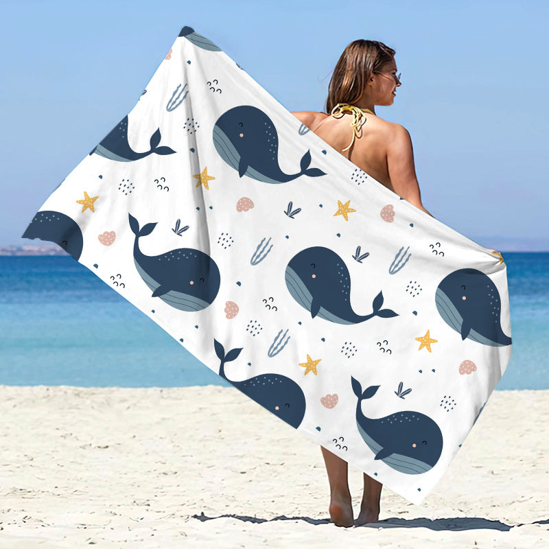 Printed Microfiber Quick-drying Beach Summer Sunscreen Shawl Double-sided Velvet Swimming Towel