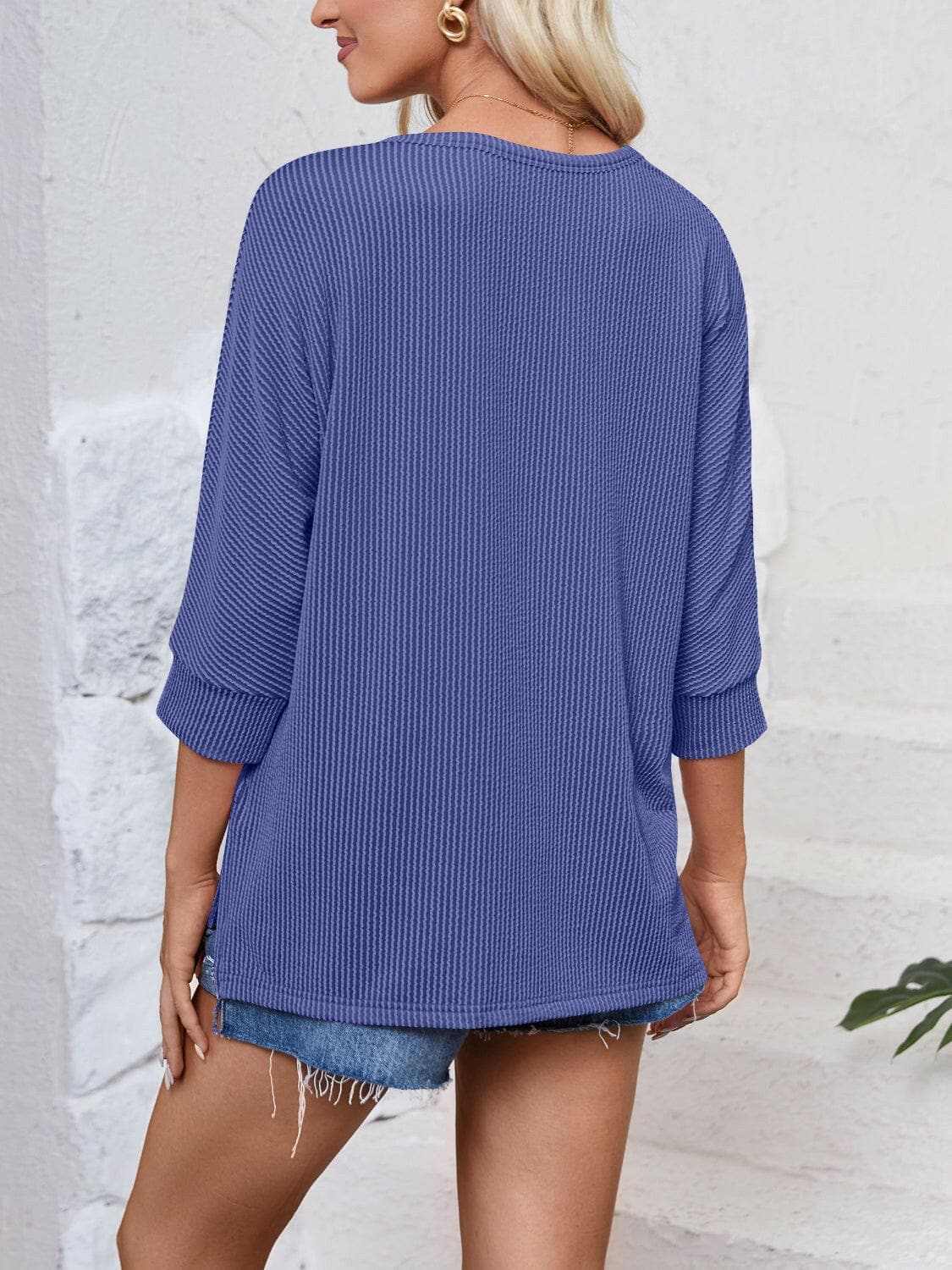 T-Shirts Trendsi just arrived - Textured 3/4 sleeve blouse