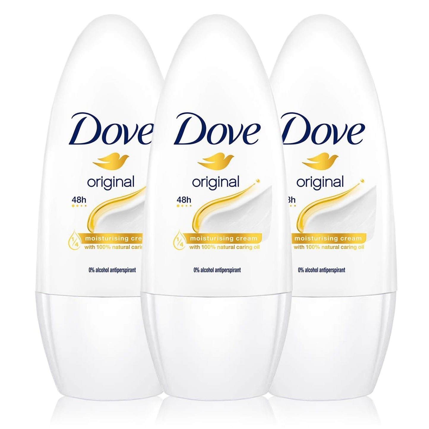 3 x 50ml Dove Anti-Perspirant Roll-On Original
