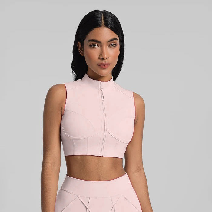 Zippered Removable Running And Yoga Bra For Outerwear Use