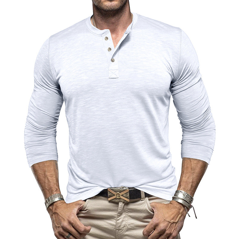 Men's Long Sleeve Henry Collar T-shirt