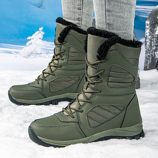 Women’s High-Top Winter Snow Boots – Fleece Lined Waterproof Cotton Boots