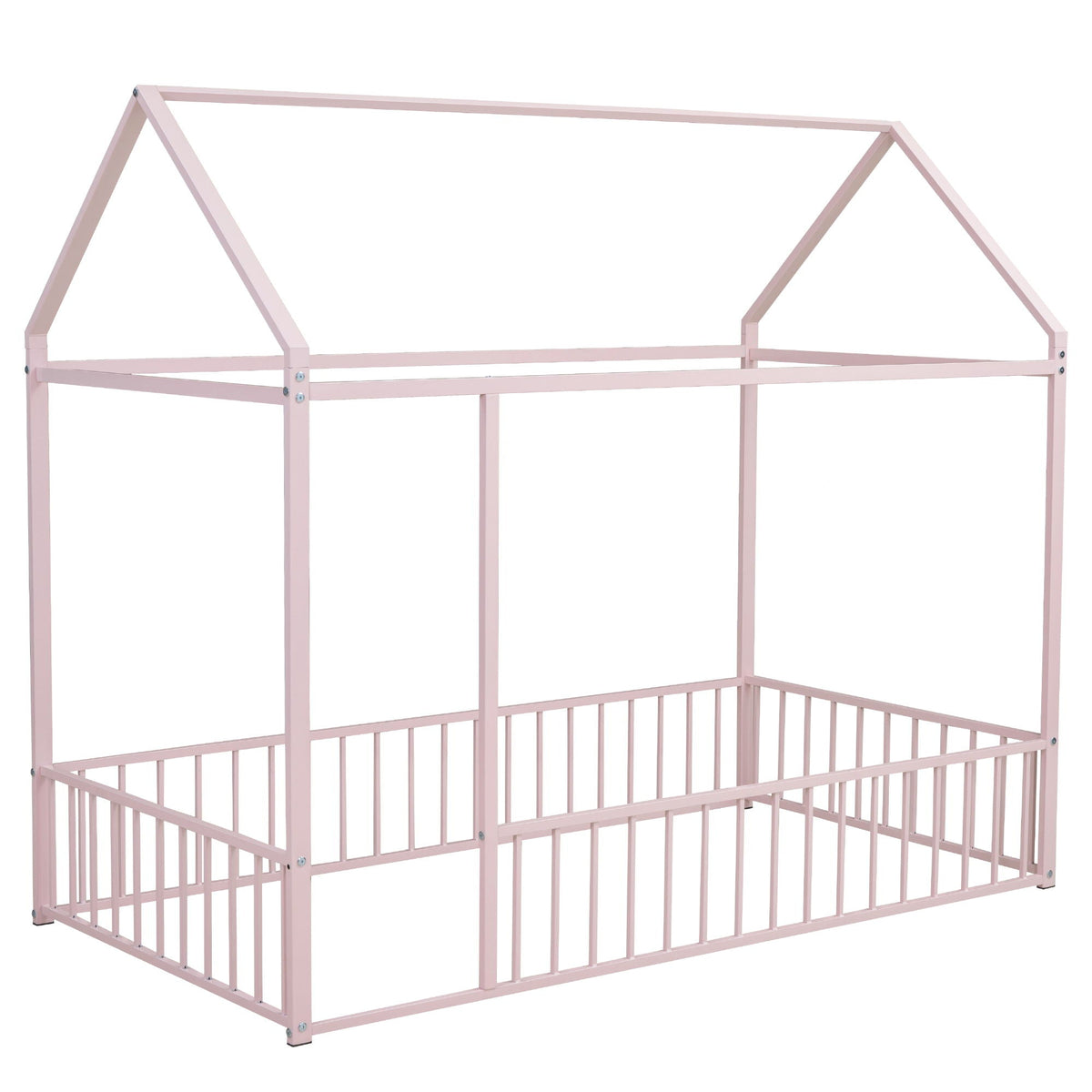 Metal Bed House Bed Frame With Fence