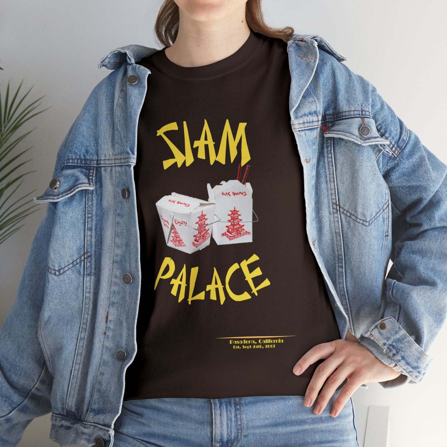 "DirkyThreadz Siam Palace T-Shirt - Bold Takeout Graphic Design in Black Cotton"