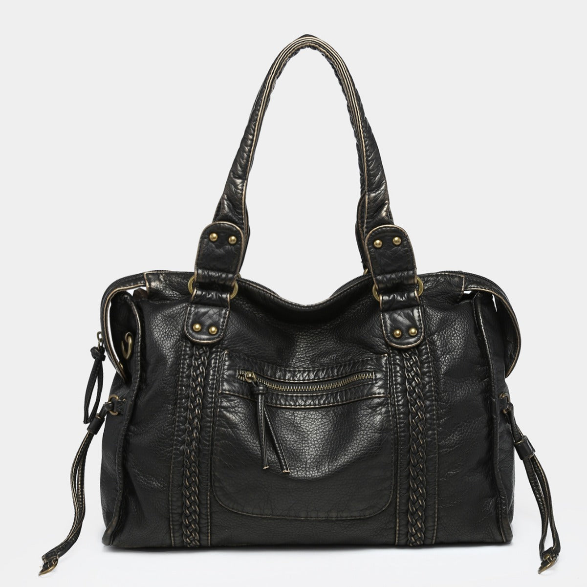 Unisex Retro Worn-Look Large Capacity Slouchy Bag