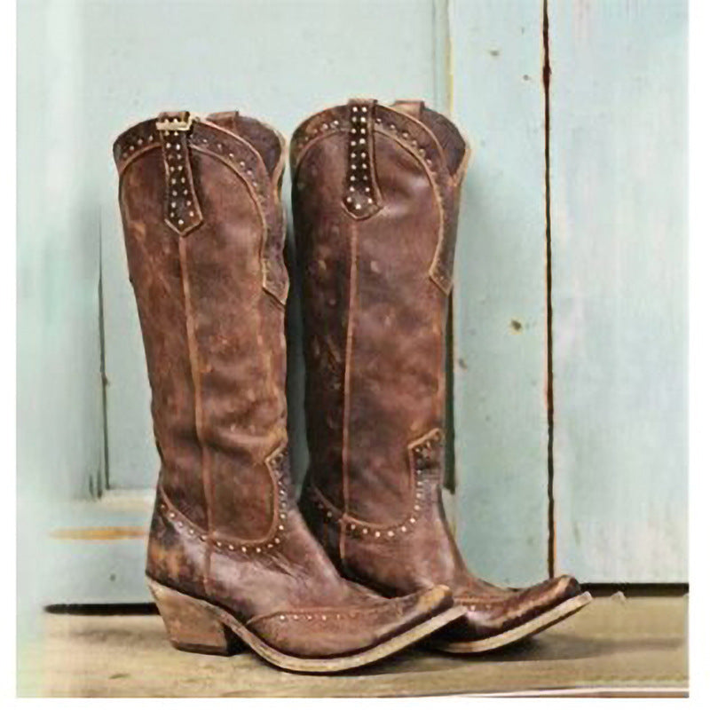 Women's Studded Retro Western Boots