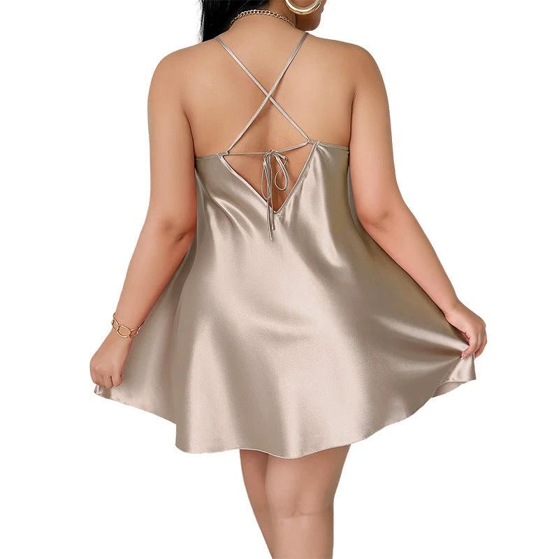 Plus Size Backless Slip Dress Women