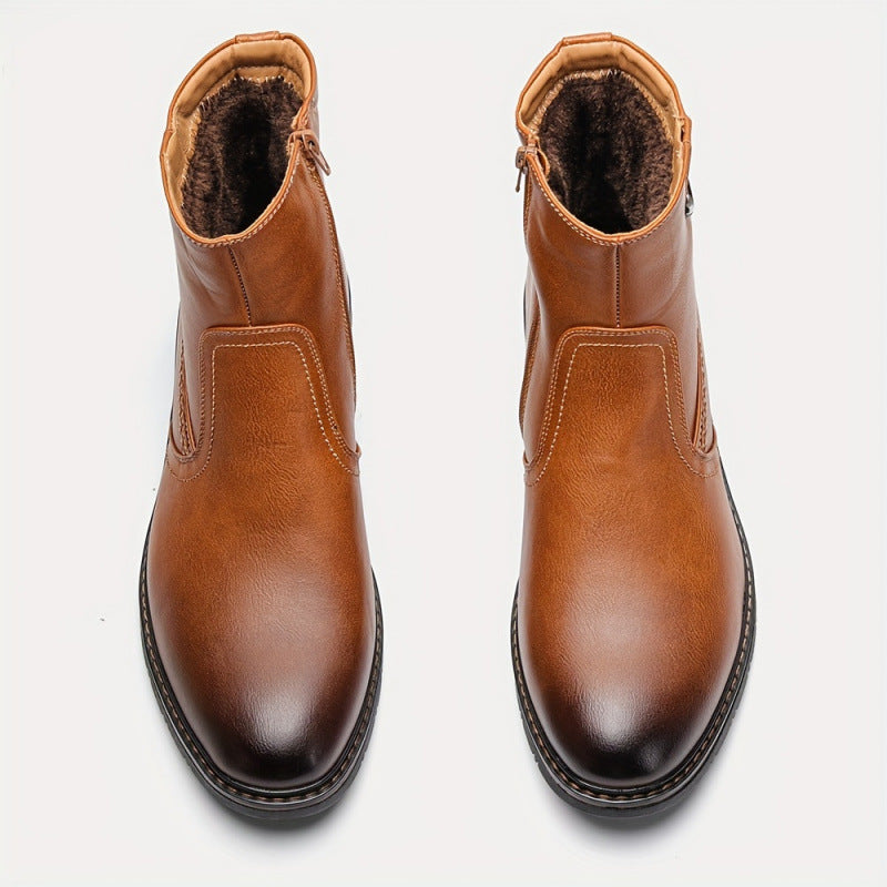 Dress Boots with Zipper and Faux Fur