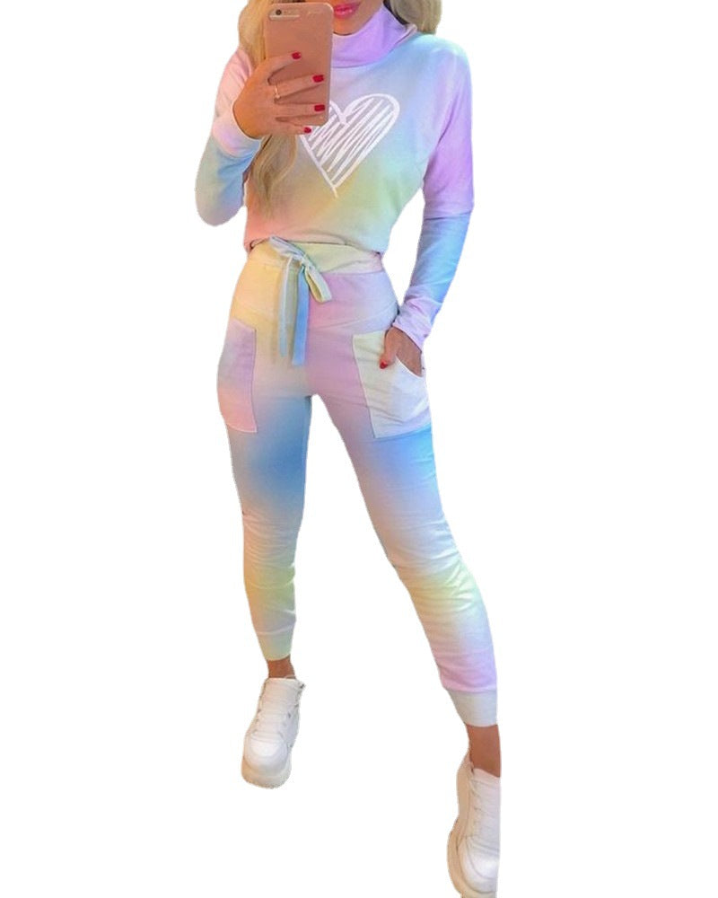 Women's Tie-dye Printed Love Casual Long-sleeved Top See size chart under “more details”