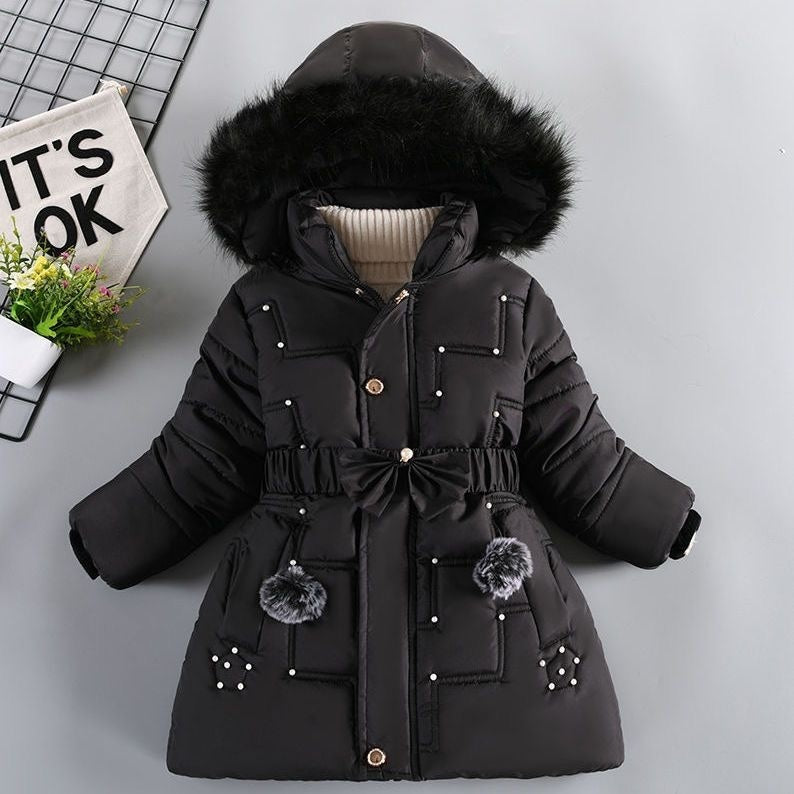 Girls' Winter Clothing Fleece-lined Thickened Fashionable Cotton Jacket